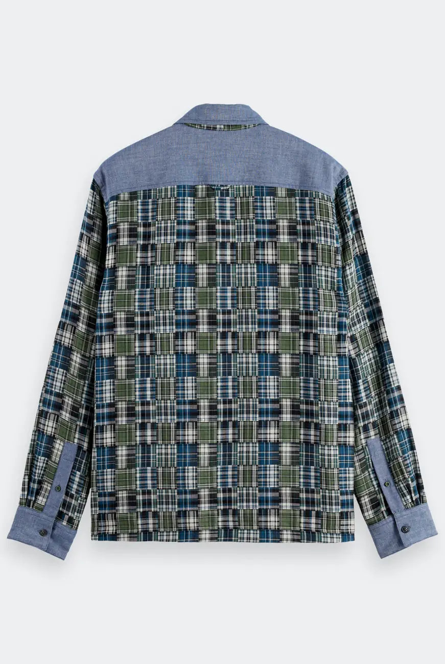 Patchwork Flannel Shirt flat lay back view by Scotch & Soda