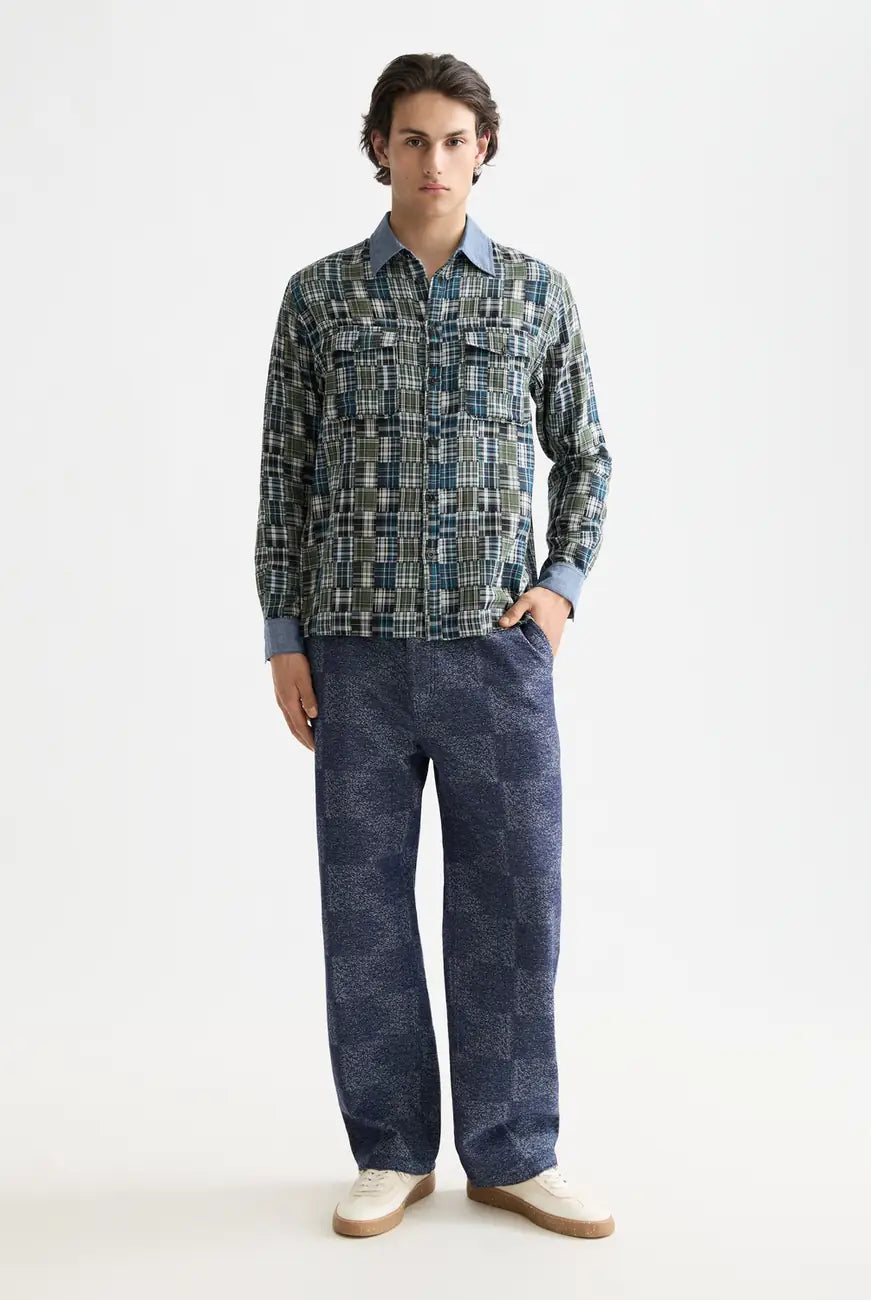 Patchwork Flannel Shirt full model shot showing overall fit by Scotch & Soda