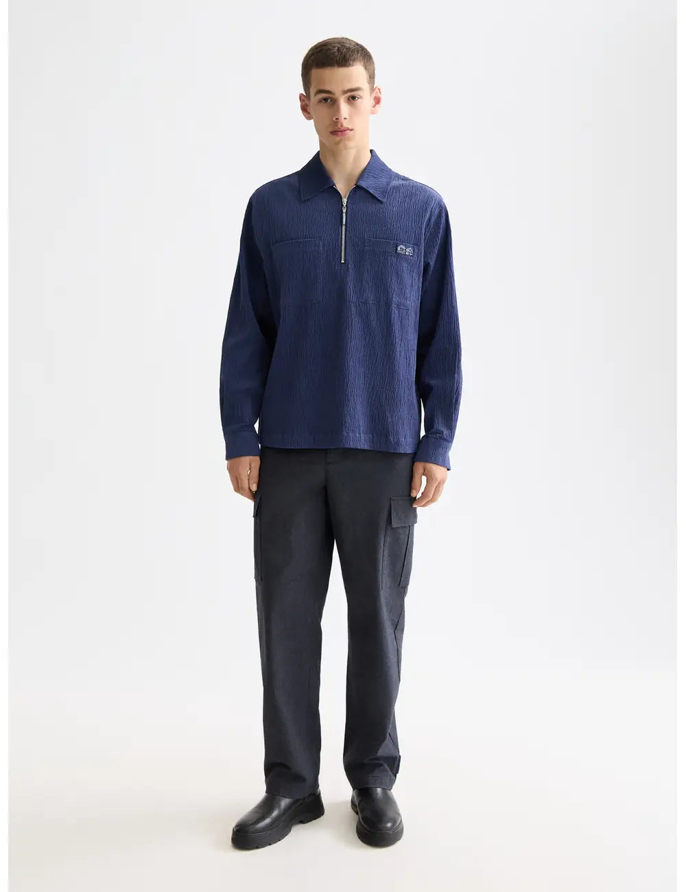 Zip Corduroy Shirt full model shot showing overall fit by Scotch & Soda