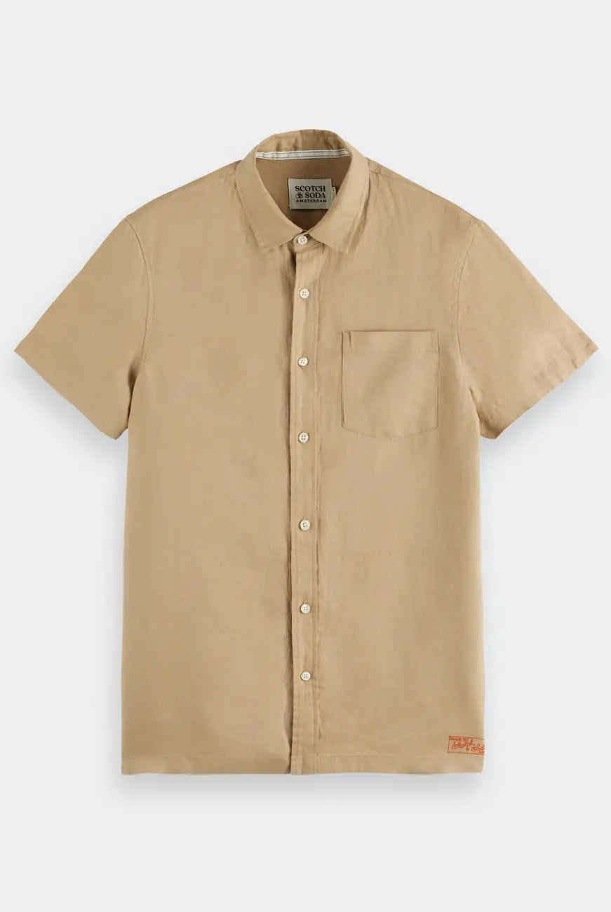 Linen Short Sleeve Shirt flat lay front view by Scotch & Soda