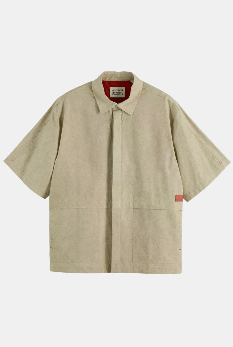 washed-layered-short-sleeved-shirt front view by Scotch & Soda