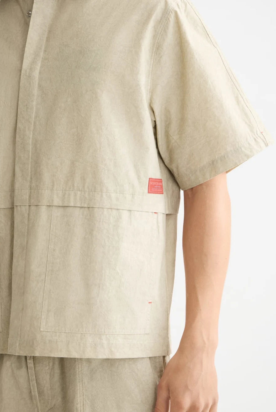 washed-layered-short-sleeved-shirt detail shot by Scotch & Soda