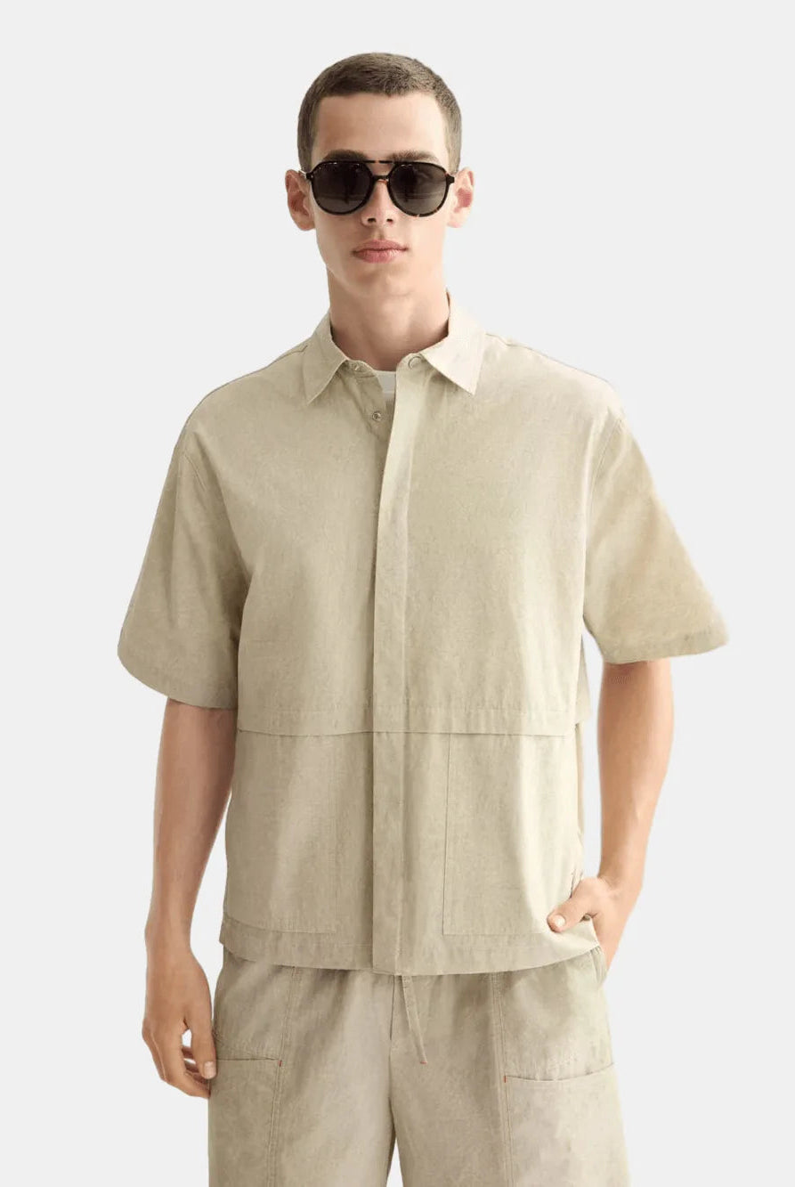 washed-layered-short-sleeved-shirt front view by Scotch & Soda