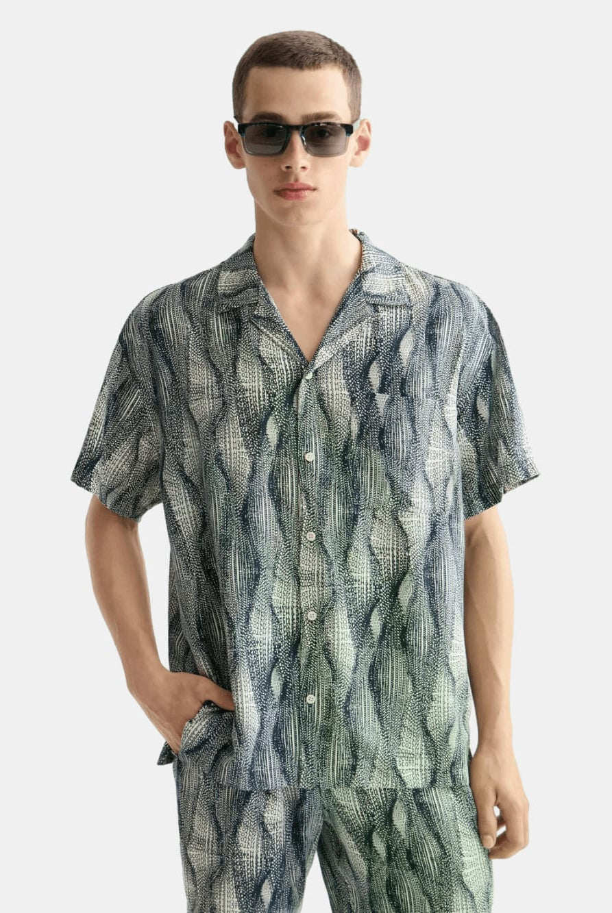 printed-short-sleeved-tencel-shirt front view by Scotch & Soda