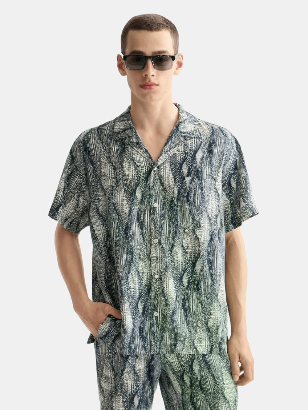 printed-short-sleeved-tencel-shirt front view by Scotch & Soda