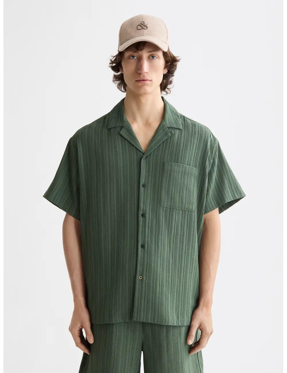 Tonal Striped Shirt close-up on model showing fit and detail by Scotch & Soda