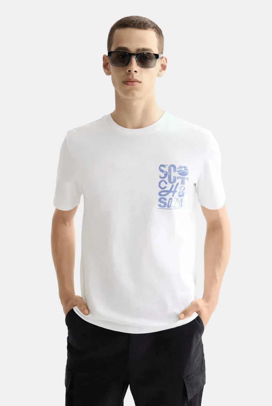 regular-fit-left-chest-logo-t-shirt front view by Scotch & Soda