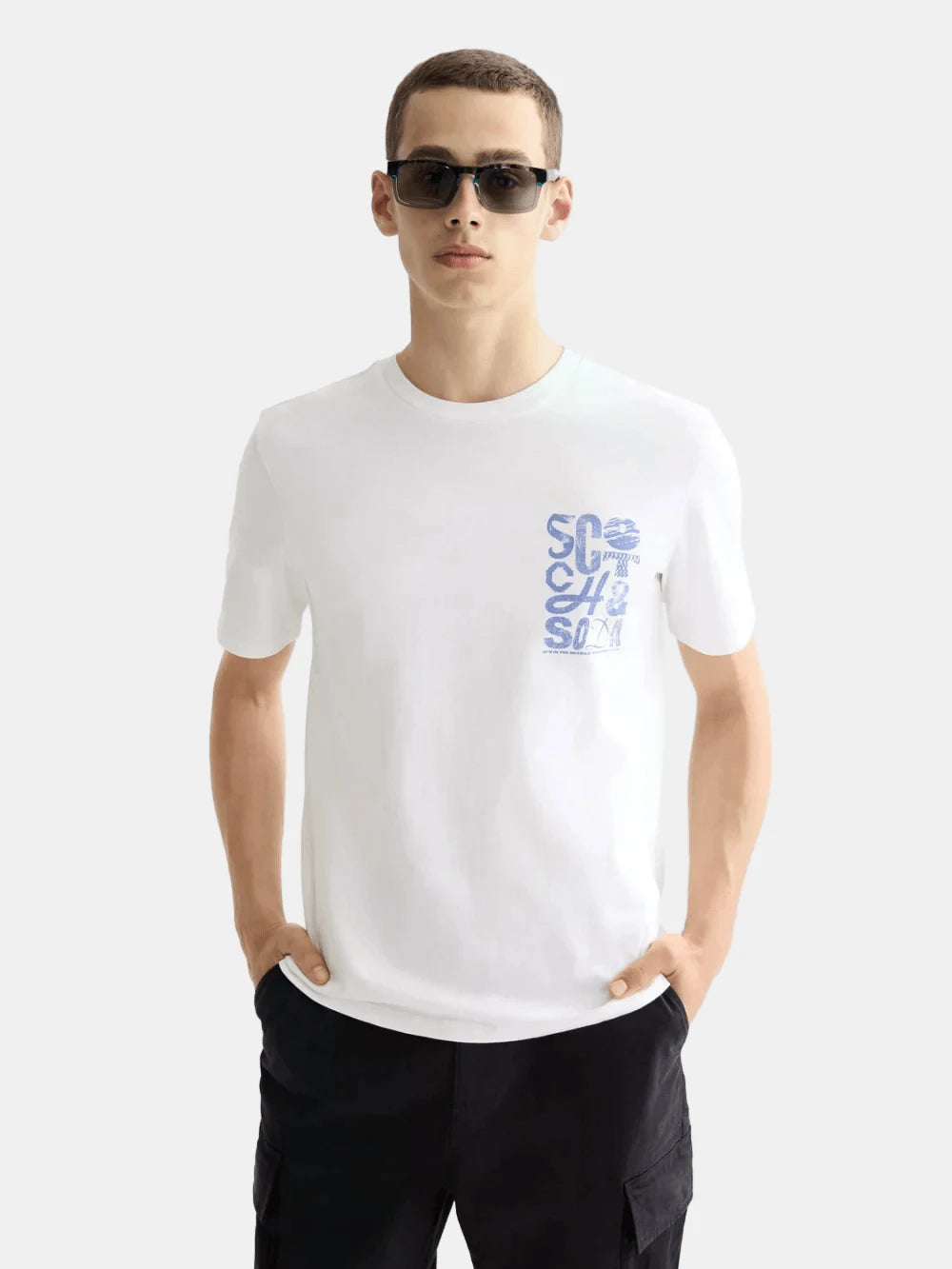 regular-fit-left-chest-logo-t-shirt front view by Scotch & Soda