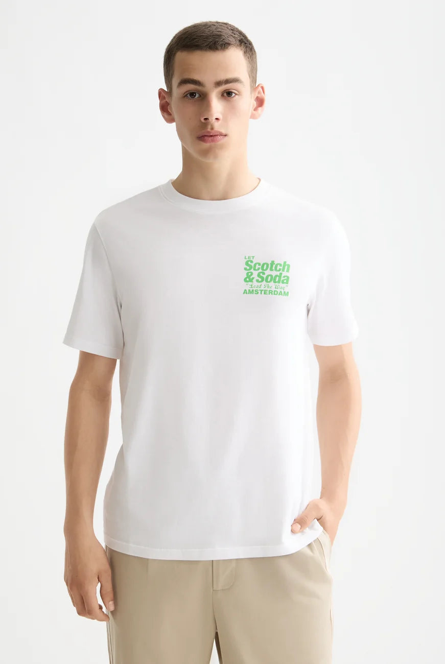 Regular Fit T Shirt close-up on model showing fit and detail by Scotch & Soda