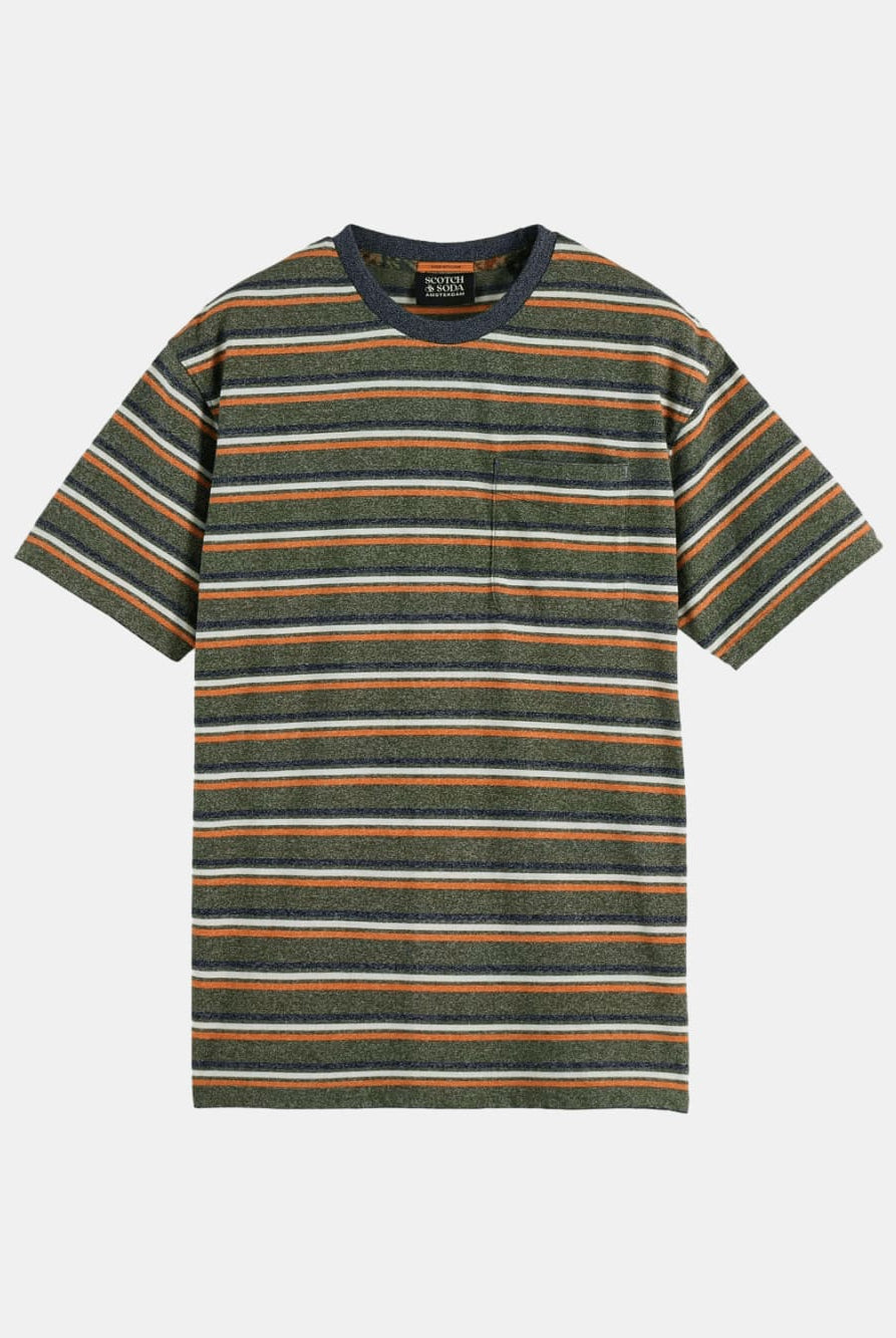 relaxed-fit-yarn-dye-stripe-t-shirt front view by Scotch & Soda