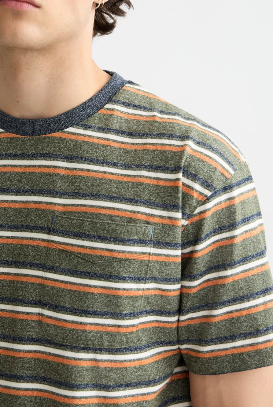 relaxed-fit-yarn-dye-stripe-t-shirt detail shot by Scotch & Soda