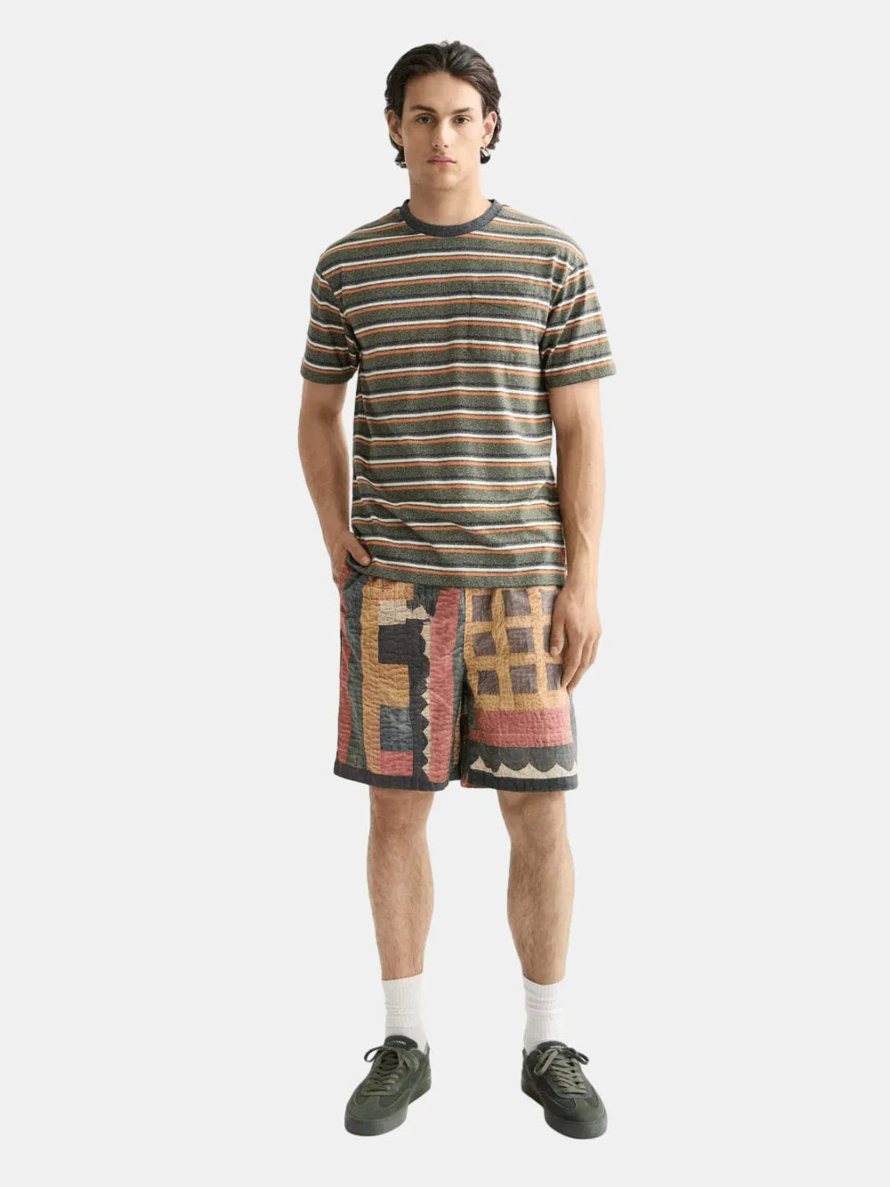 Stripe T Shirt full model shot showing overall fit by Scotch & Soda