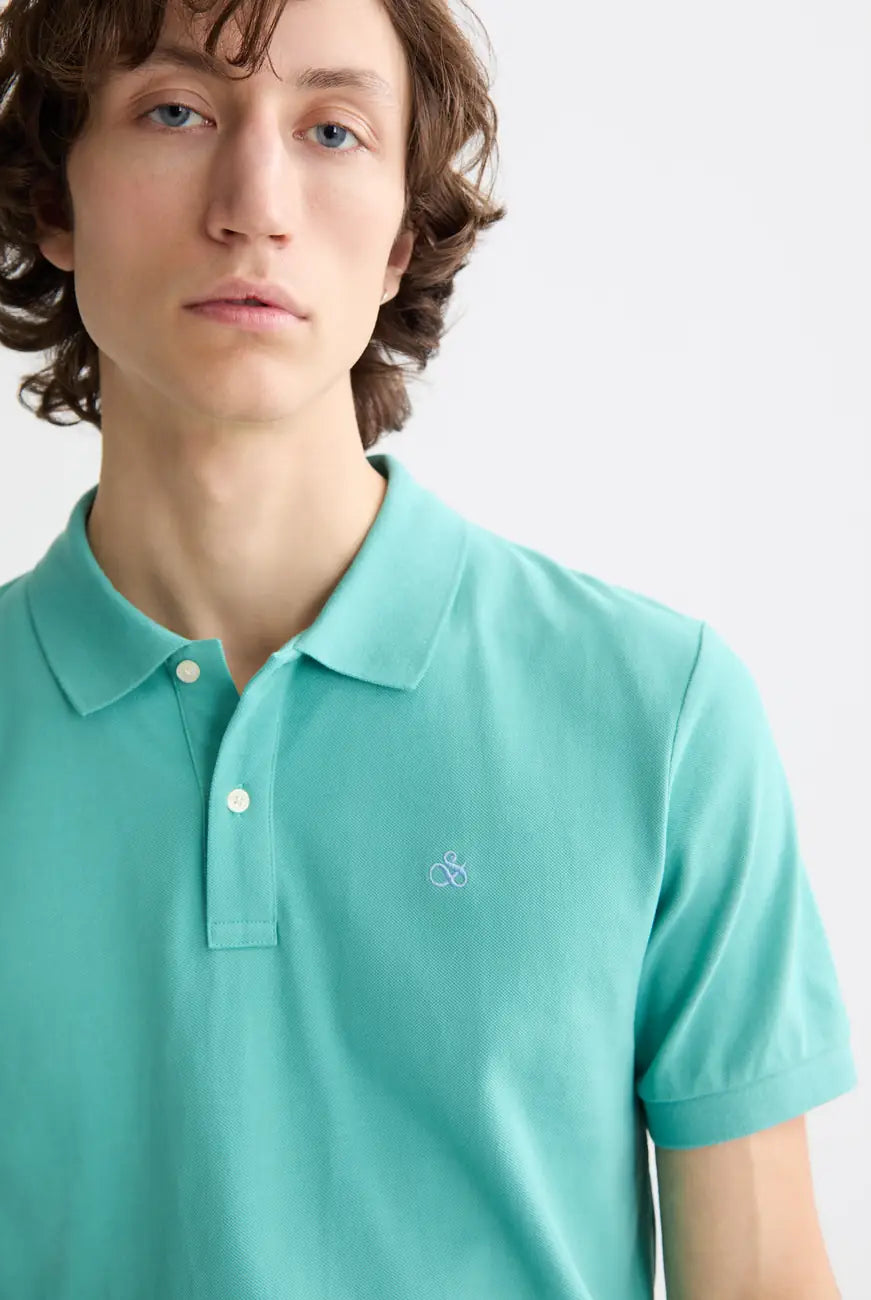 Regular Fit Polo close-up on model showing fit and detail by Scotch & Soda