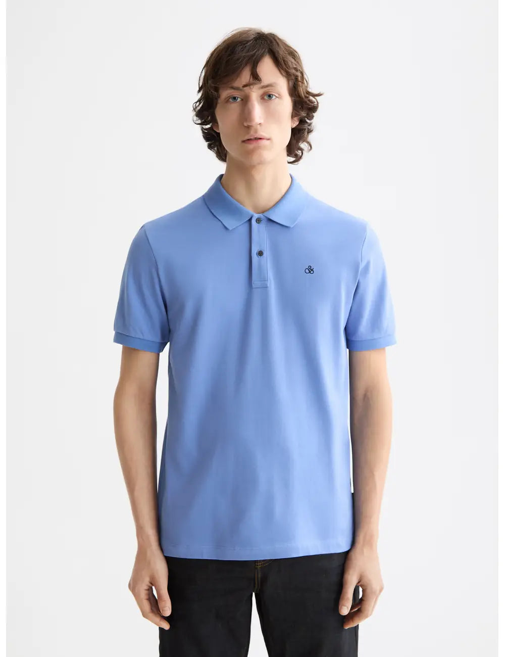 Regular Fit Polo close-up on model showing fit and detail by Scotch & Soda