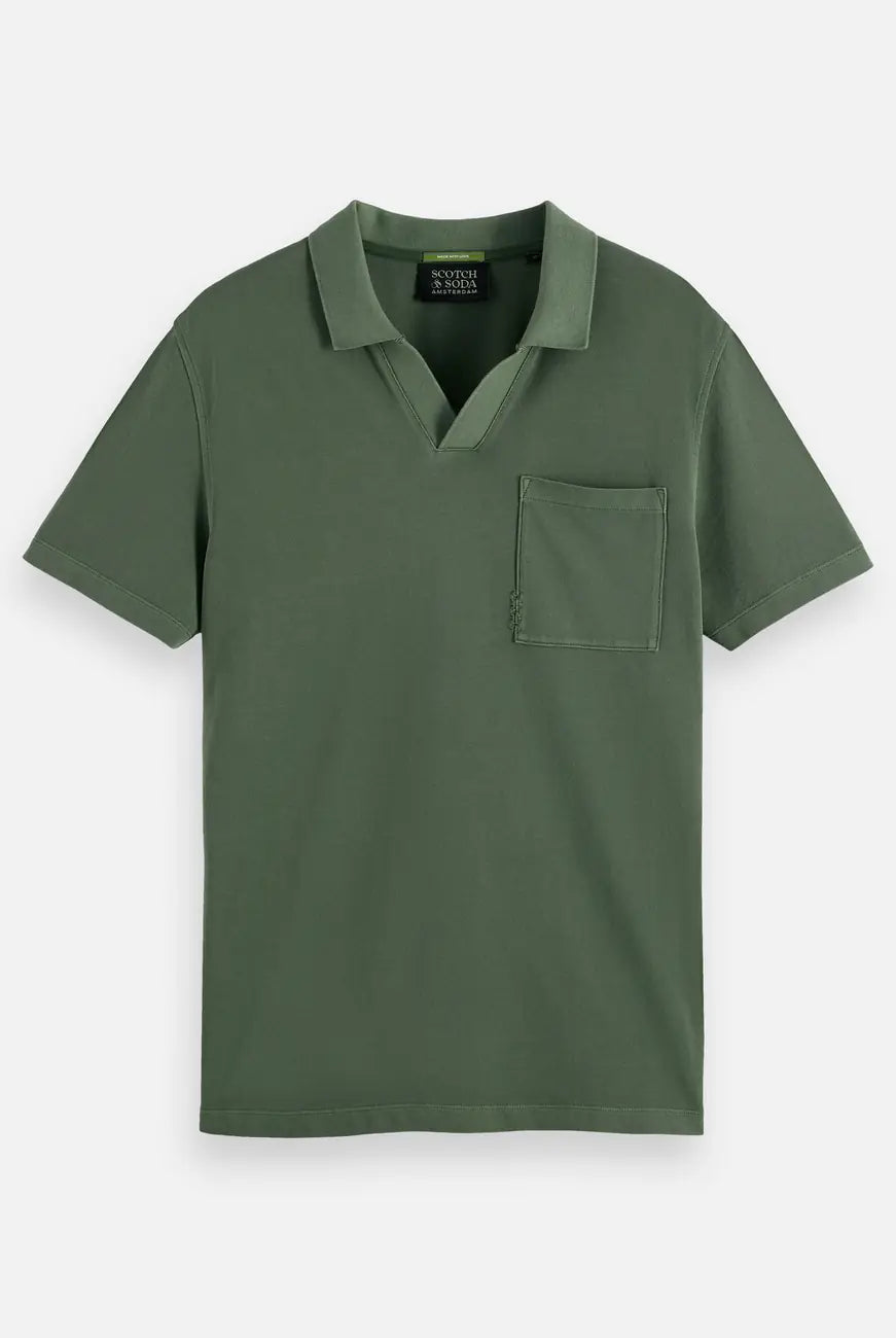 Pique Relaxed Polo flat lay front view by Scotch & Soda