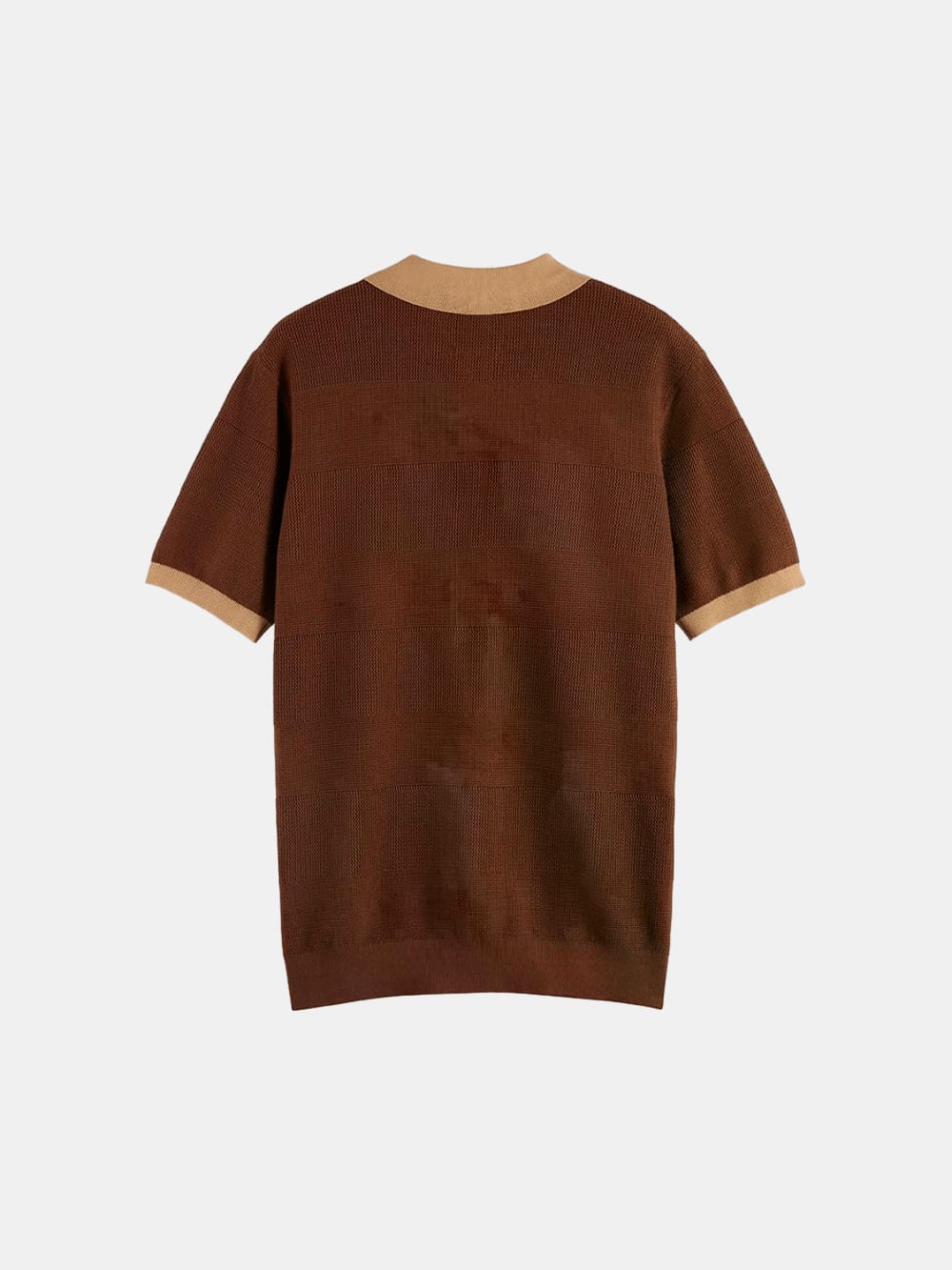 Knitted Tone On Tone Striped Regular Fit Polo back view showing fit and finish by Scotch & Soda