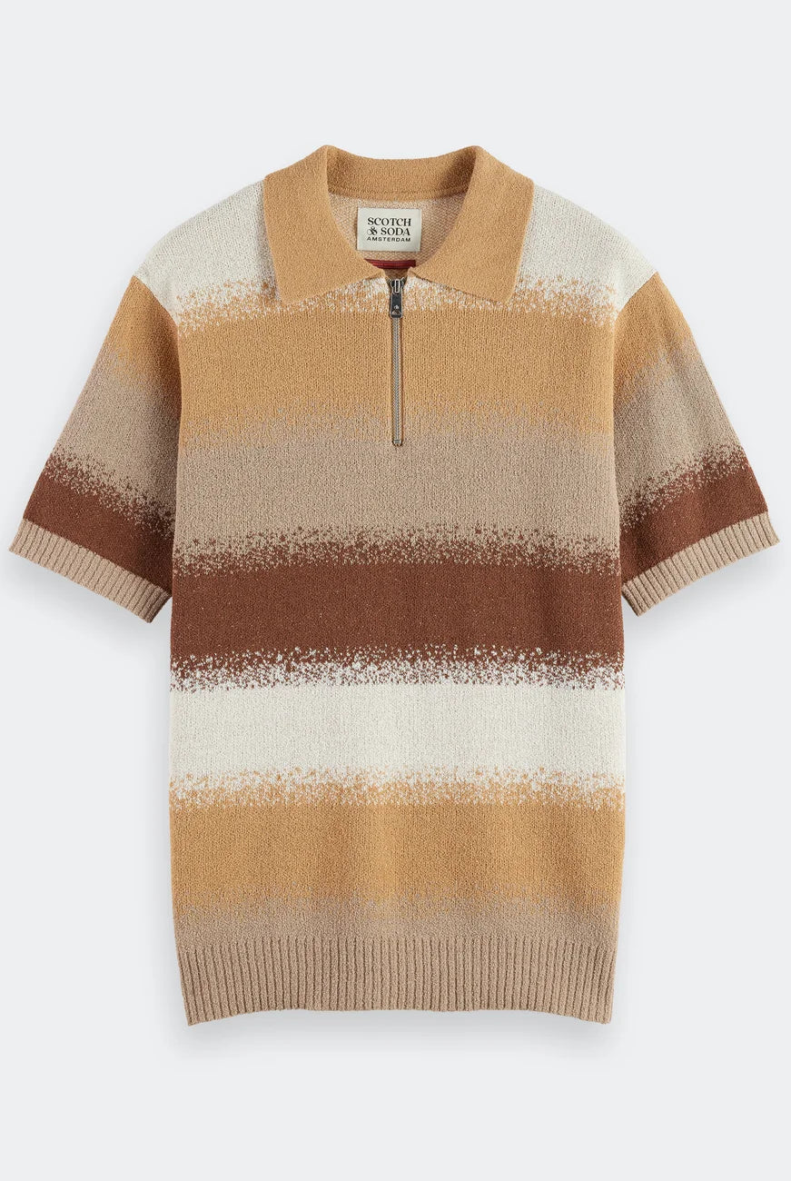 Knitted Degrade Polo flat lay front view by Scotch & Soda