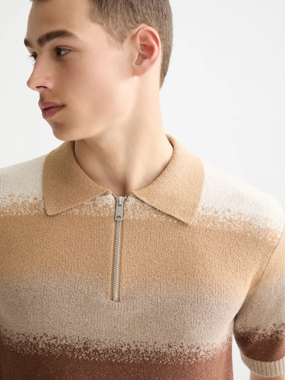knitted-degrade-polo detail shot by Scotch & Soda