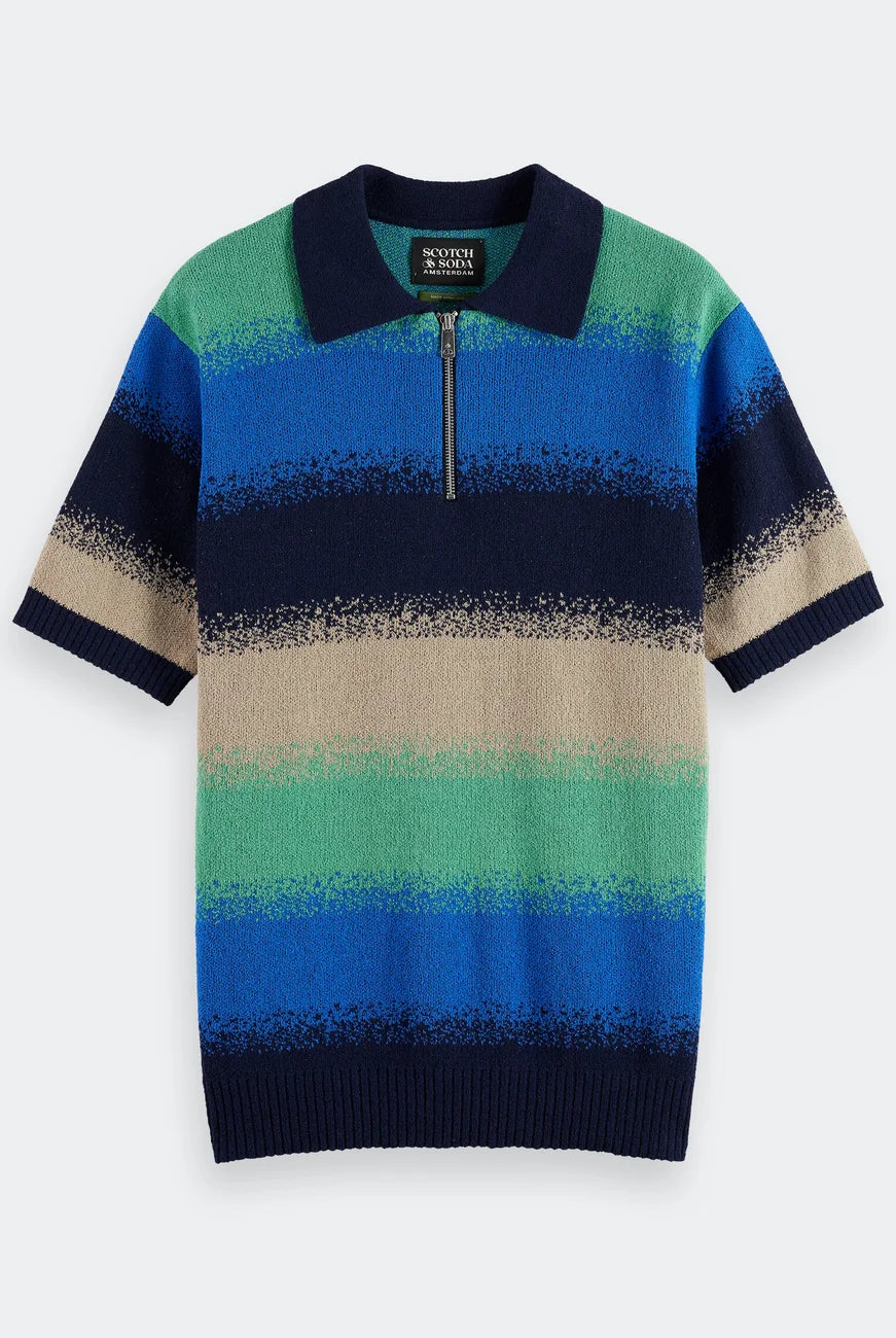 Knitted Degrade Polo flat lay front view by Scotch & Soda