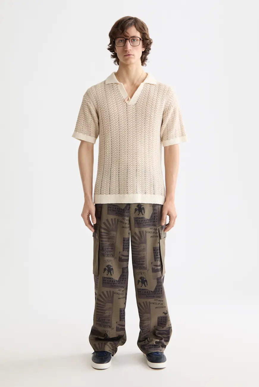 Knitted V Neck Polo full model shot showing overall fit by Scotch & Soda