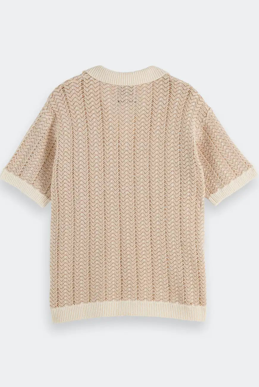 Knitted V Neck Polo flat lay back view by Scotch & Soda