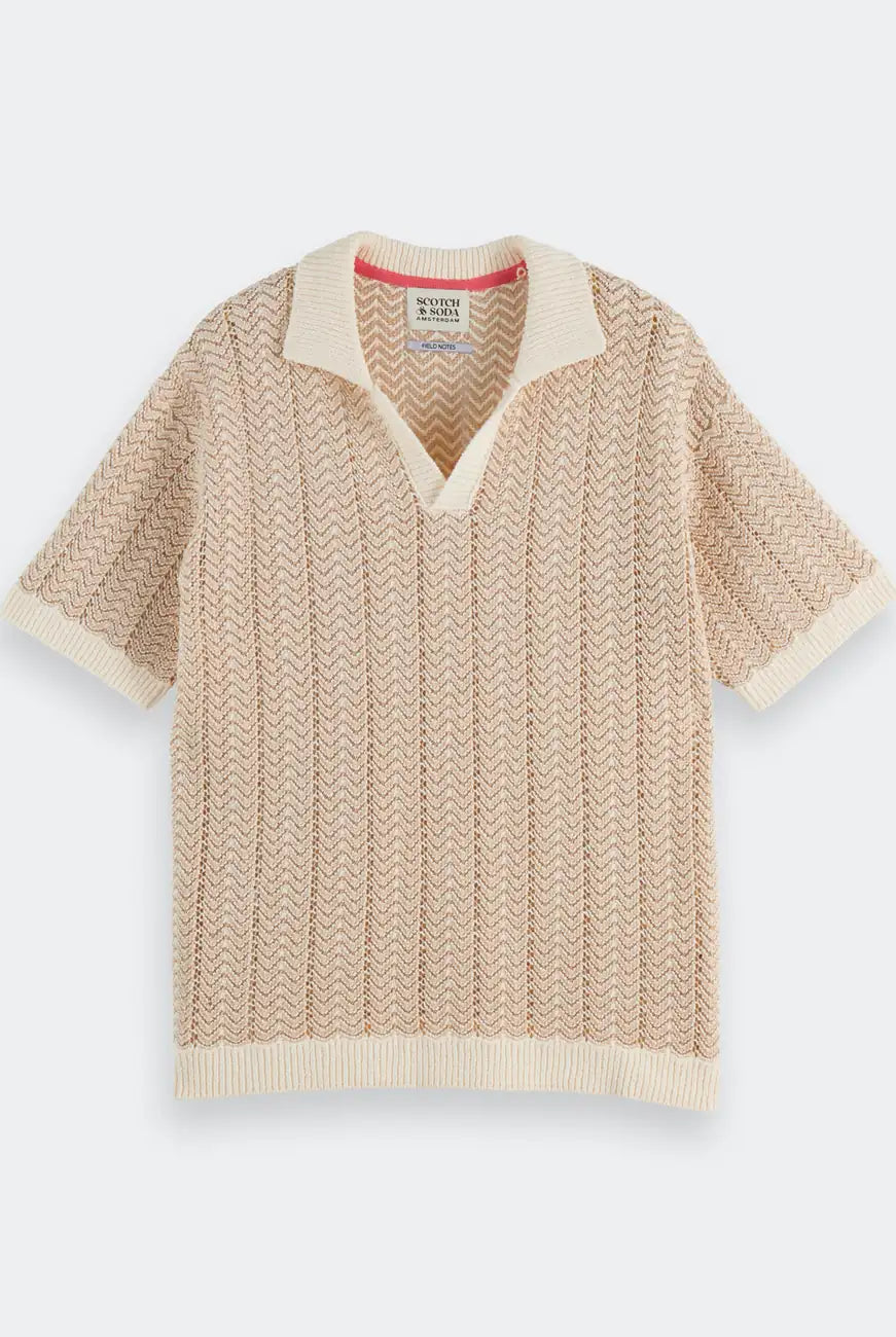 Knitted V Neck Polo flat lay front view by Scotch & Soda