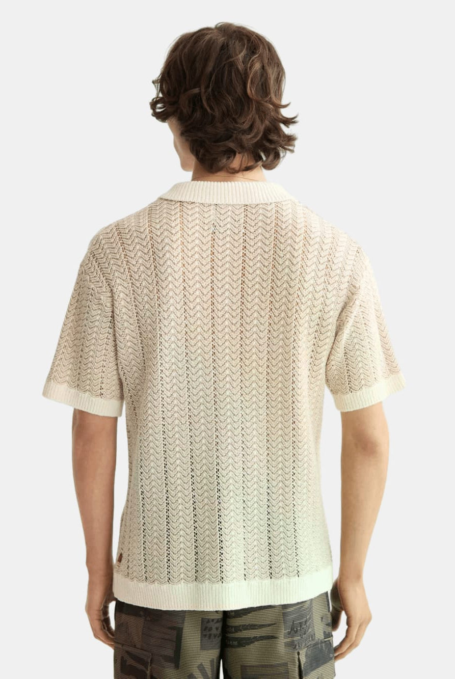 open-structured-knitted-v-neck-polo back view by Scotch & Soda