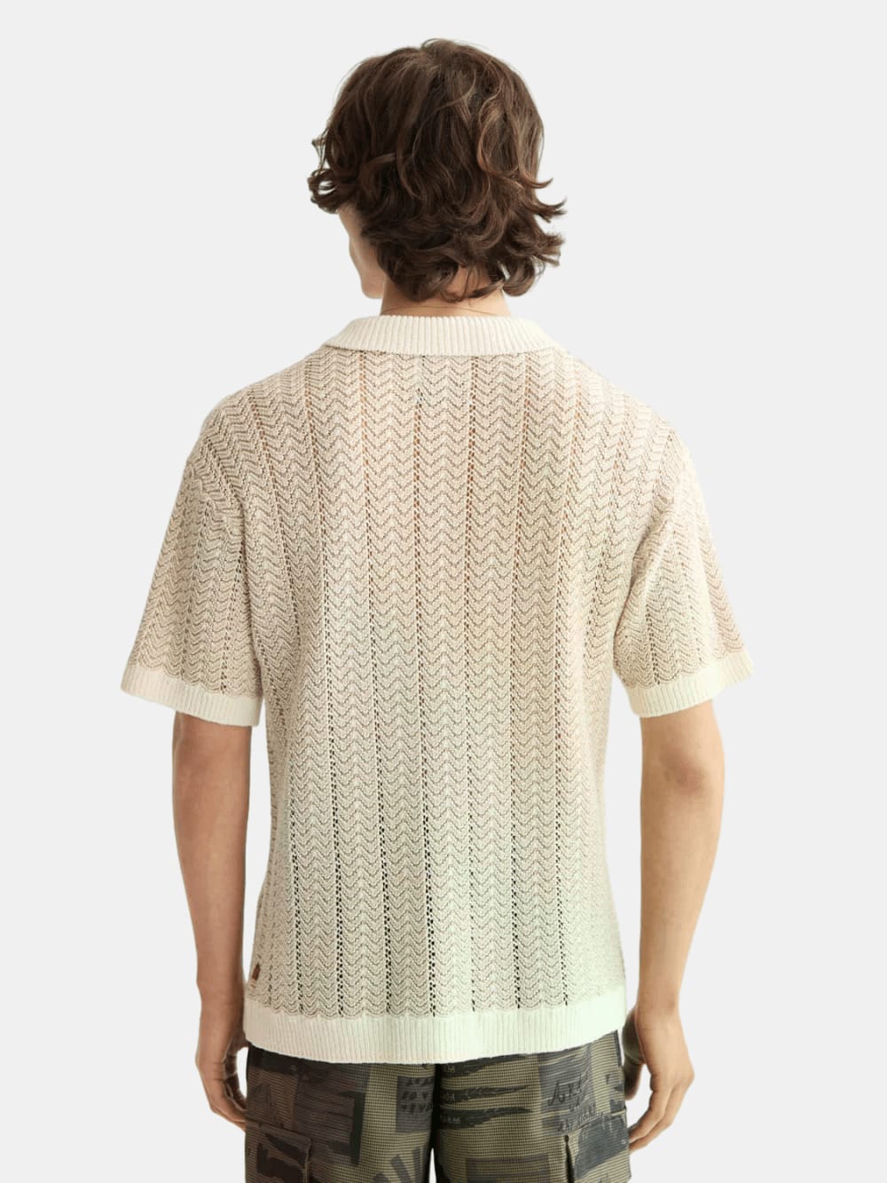 open-structured-knitted-v-neck-polo back view by Scotch & Soda
