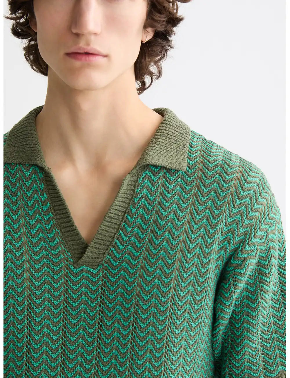Knitted V Neck Polo detail view by Scotch & Soda