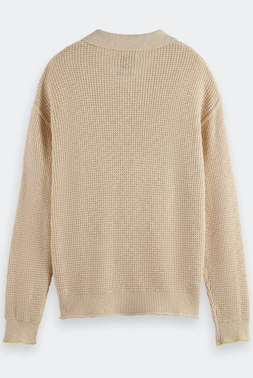 Waffle Stitch Dropped Shoulder flat lay back view by Scotch & Soda