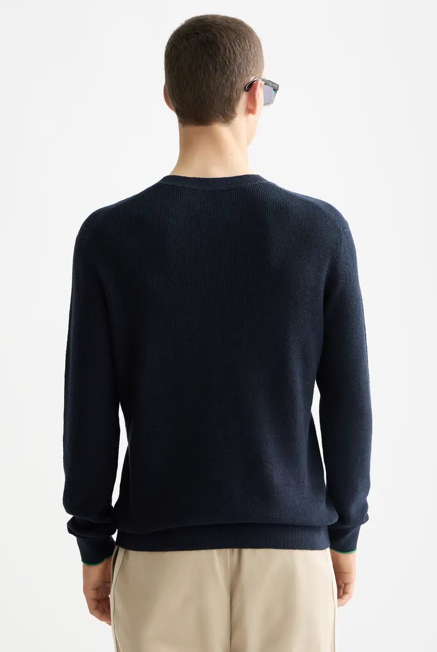 Linen Blend Crew Neck detail shot showing fabric and craftsmanship by Scotch & Soda