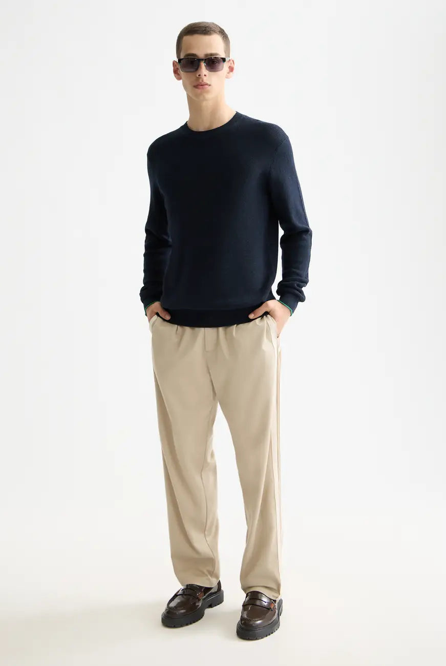 Linen Blend Crew Neck full model shot showing overall fit by Scotch & Soda