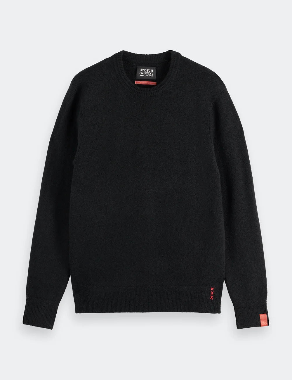 Soft Knit Crew Neck full model shot showing overall fit by Scotch & Soda