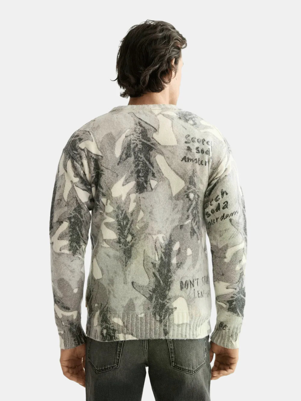 printed-dropped-shoulder-pullover back view by Scotch & Soda