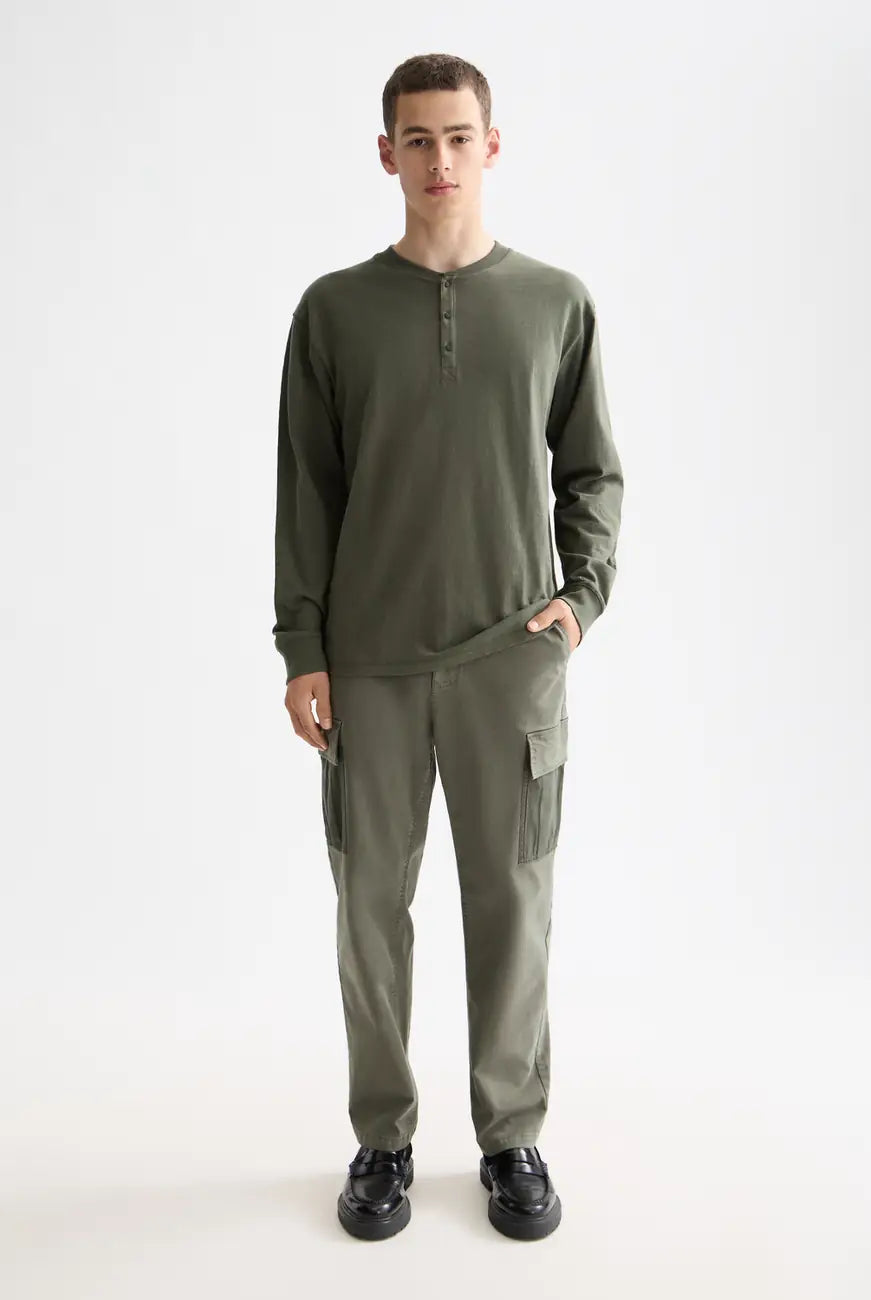 Slub Henley Shirt full model shot showing overall fit by Scotch & Soda