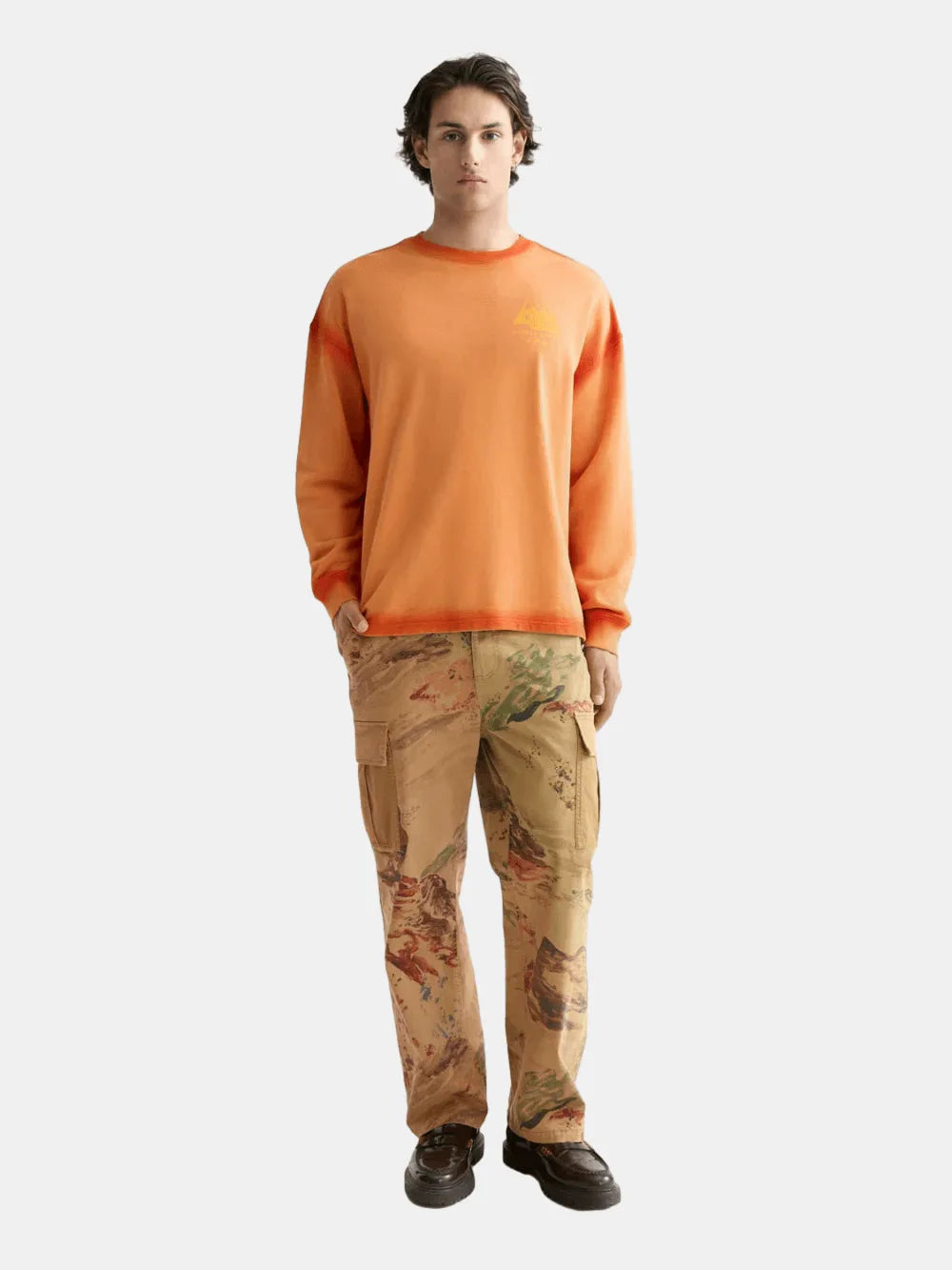 Wash/ Gd Artwork Sweatshirt full model shot showing overall fit by Scotch & Soda