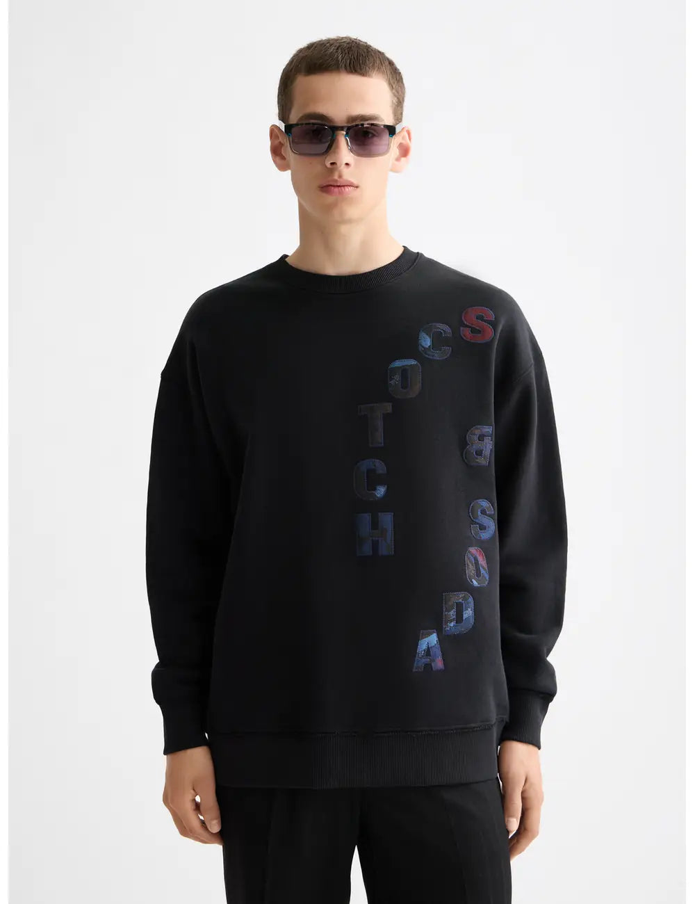 Loose Fit Sweatshirt close-up on model showing fit and detail by Scotch & Soda