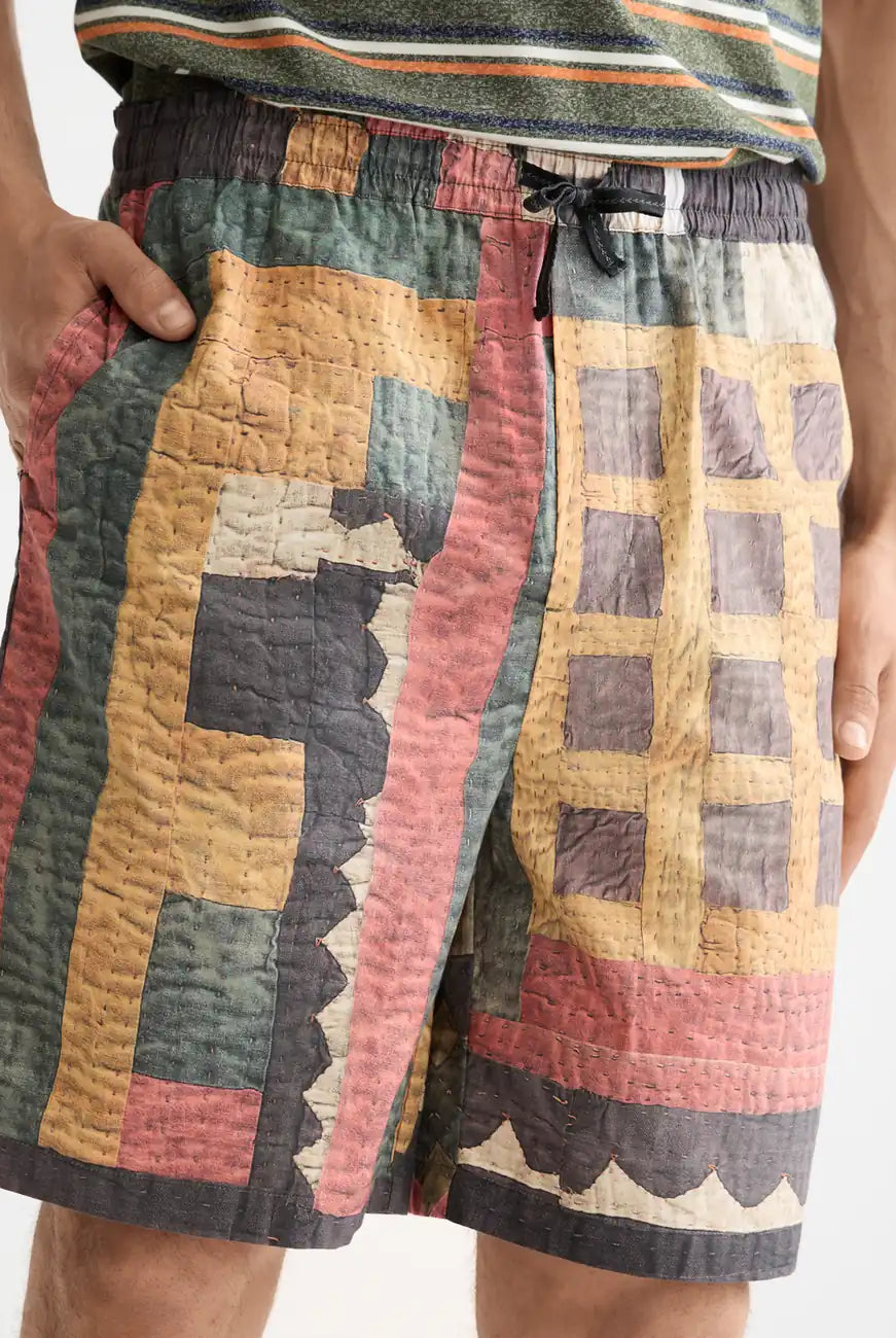 Patchwork Cotton Bermuda detail shot showing fabric and craftsmanship by Scotch & Soda