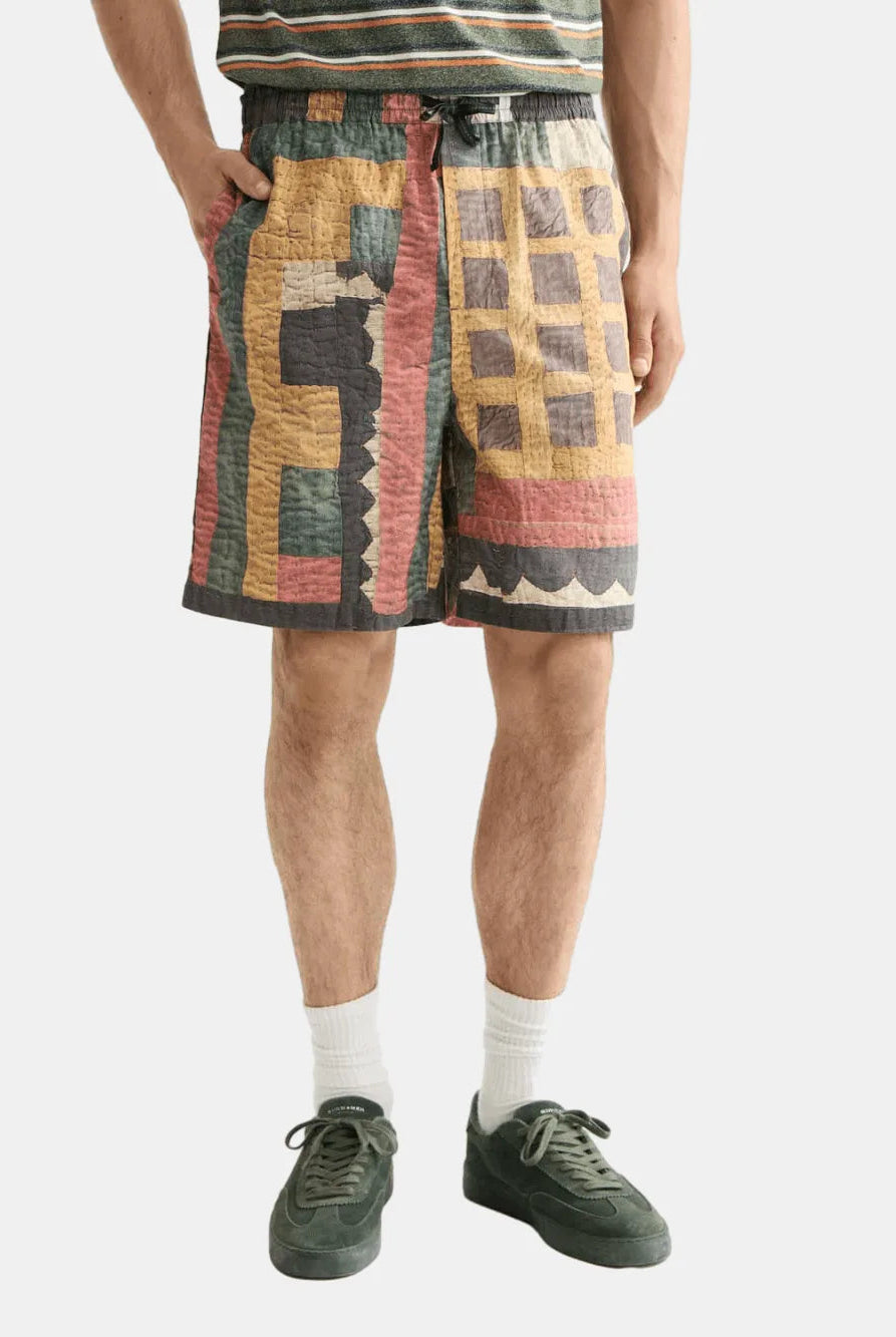 printed-patchwork-cotton-poplin-loose-fit-bermuda front view by Scotch & Soda