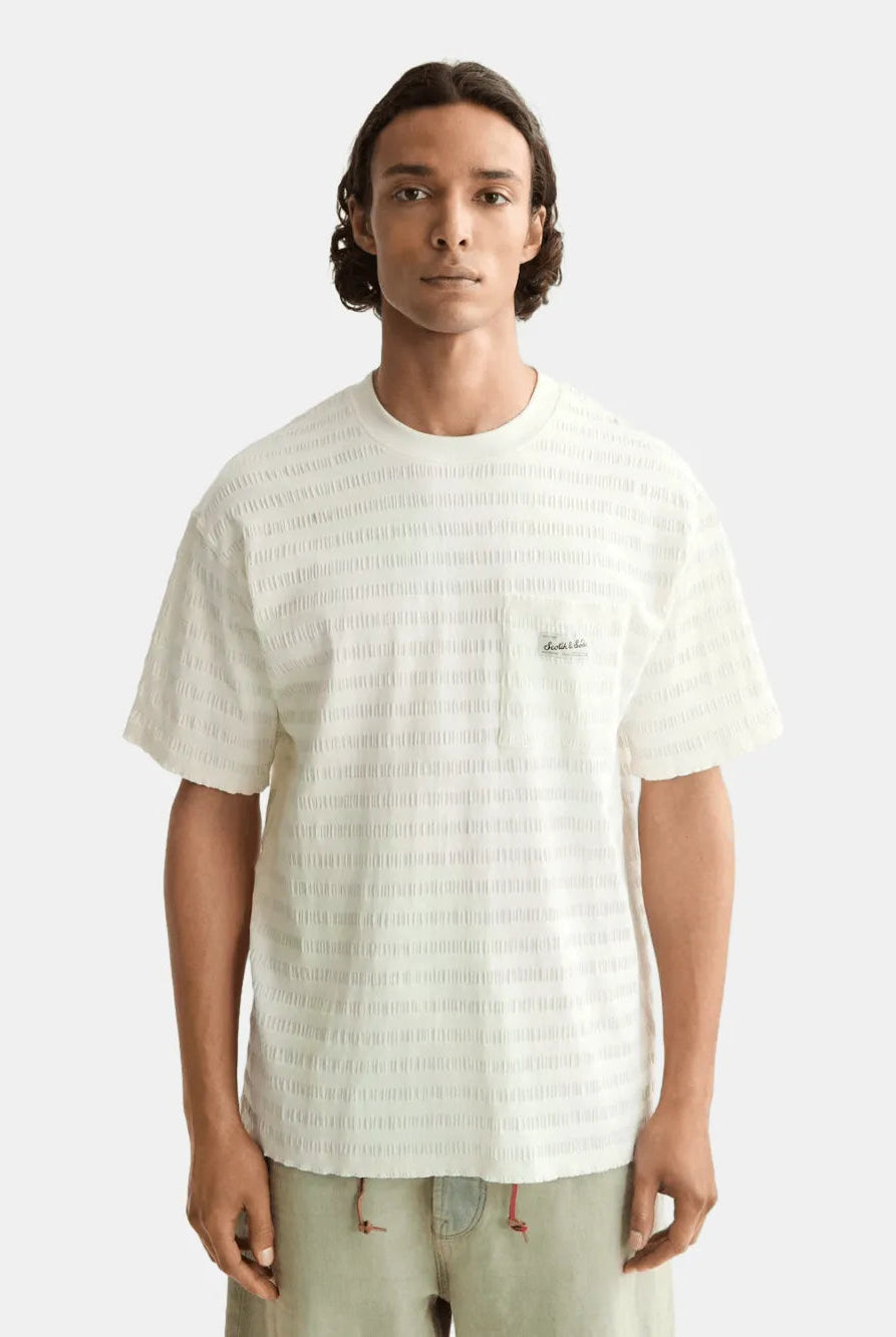 relaxed-fit-horizontal-textured-t-shirt-1 front view by Scotch & Soda