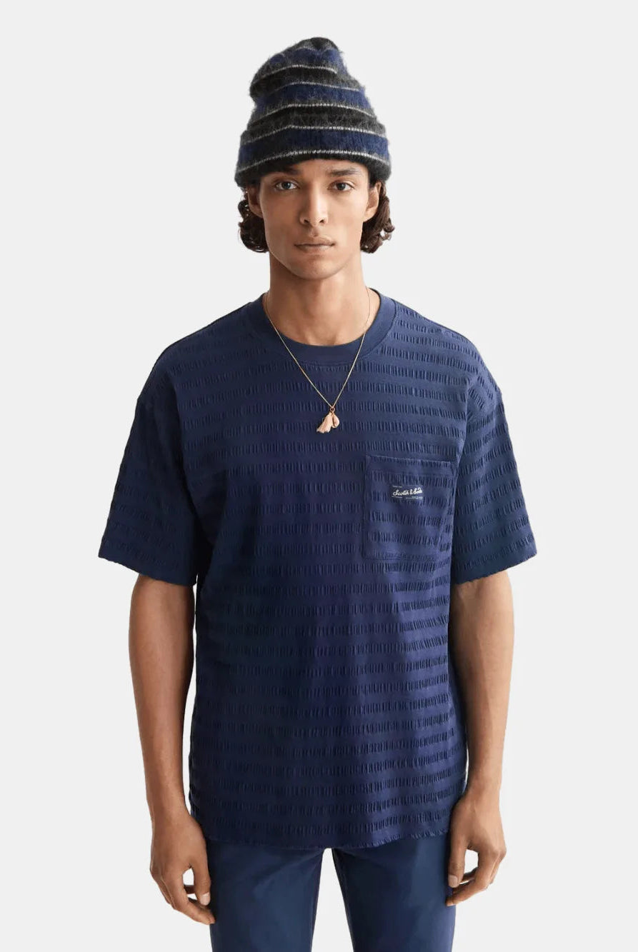 relaxed-fit-horizontal-textured-t-shirt front view by Scotch & Soda