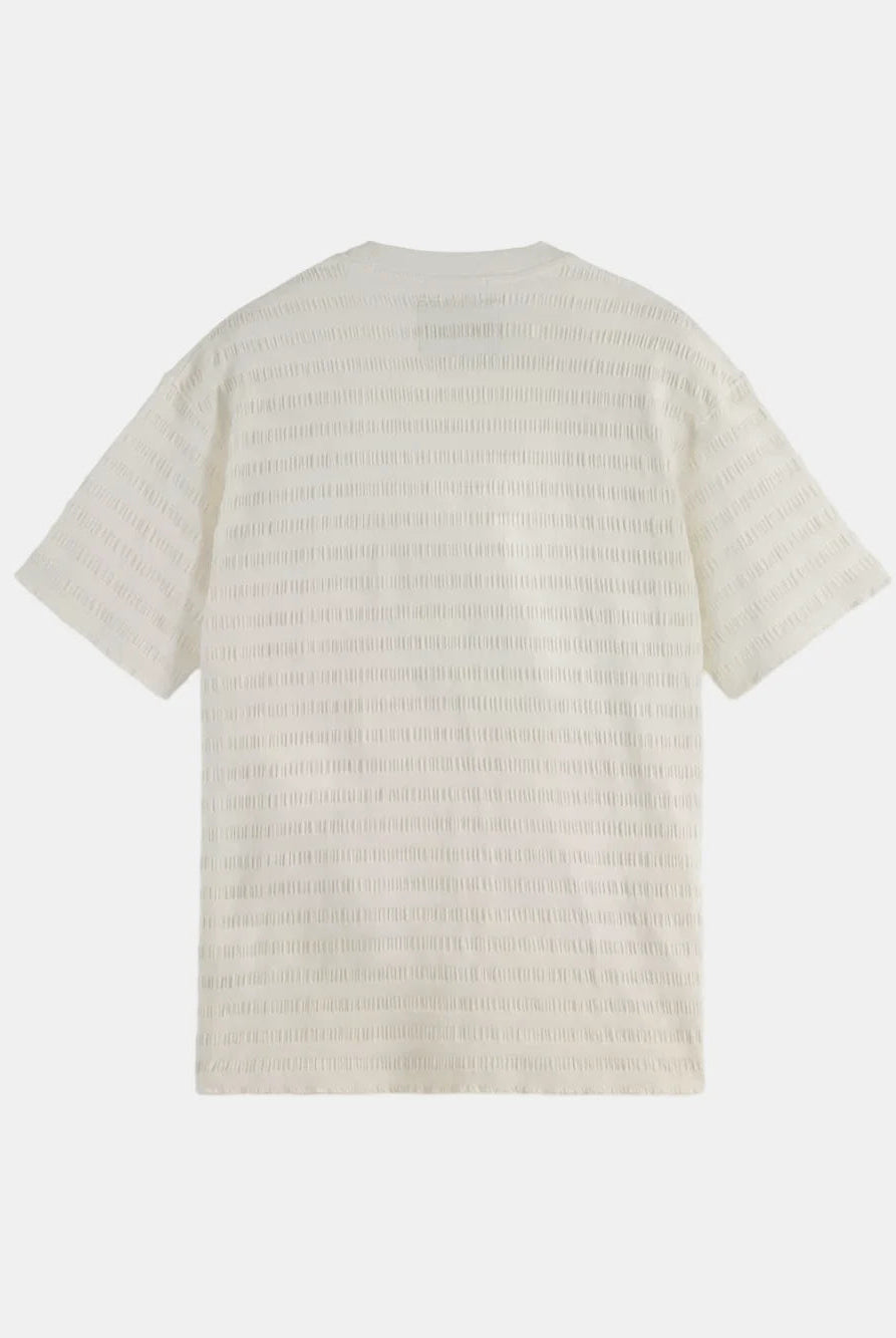 relaxed-fit-horizontal-textured-t-shirt-1 detail view by Scotch & Soda