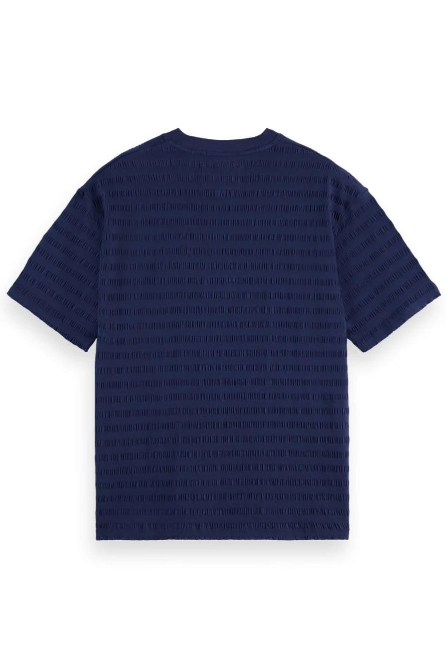 relaxed-fit-horizontal-textured-t-shirt detail view by Scotch & Soda