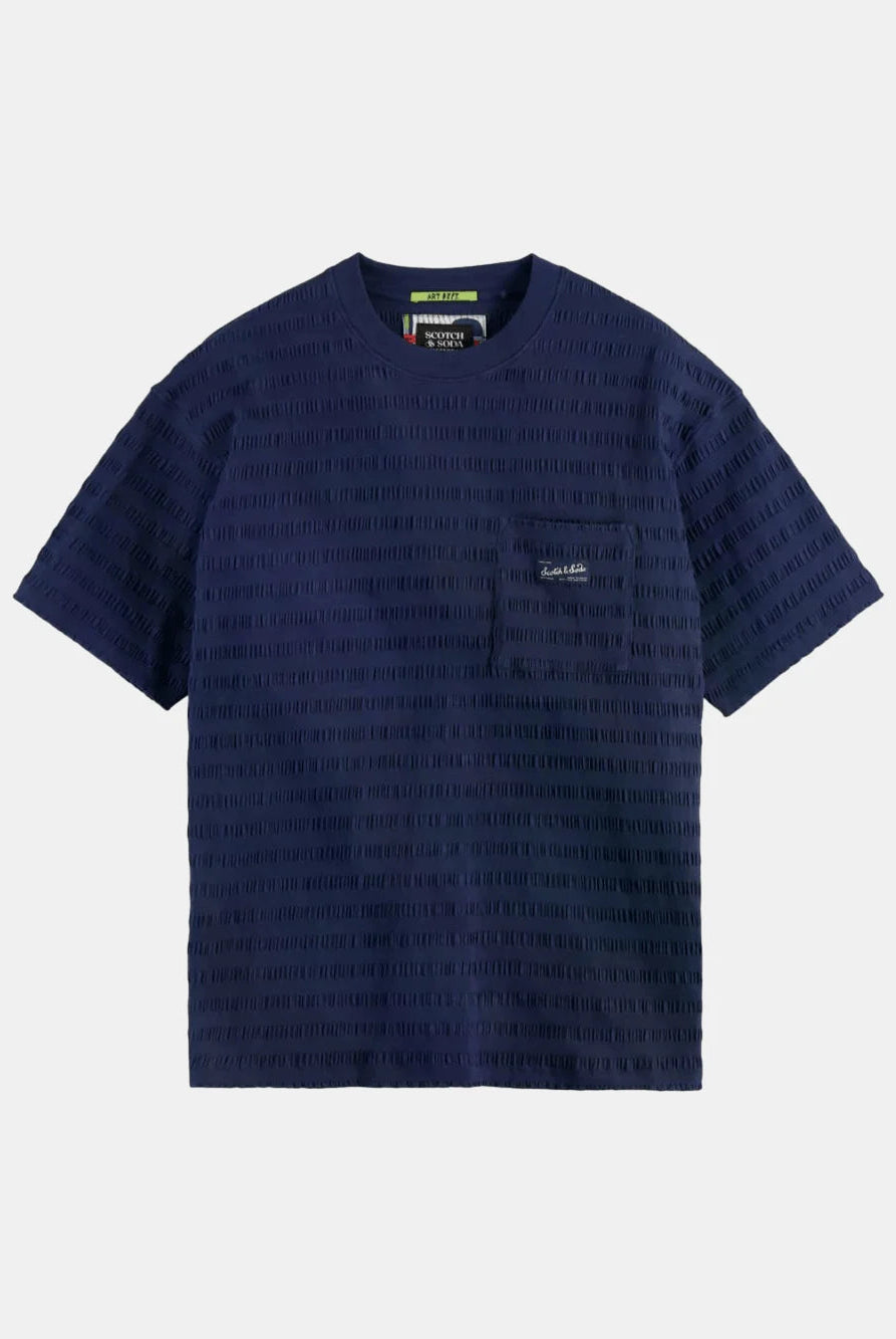 relaxed-fit-horizontal-textured-t-shirt side view by Scotch & Soda