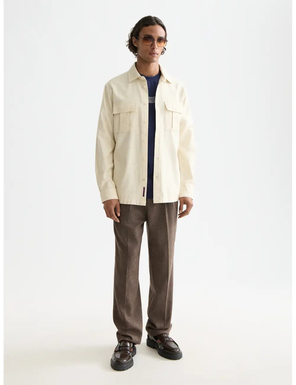 Melange Relaxed-fit Shirt front view showing fit and finish by Scotch & Soda