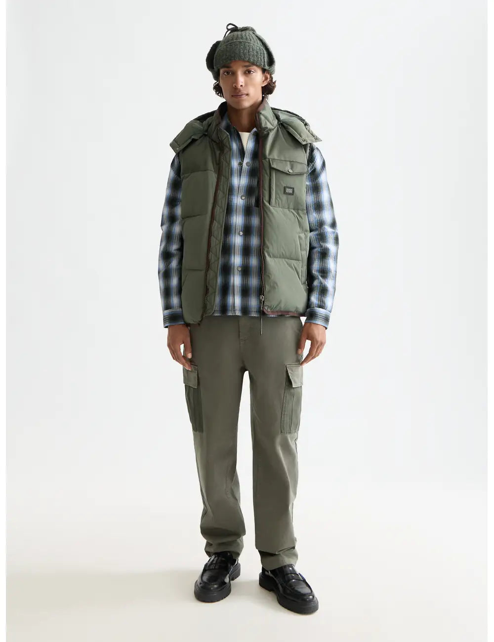 Hooded Puffer Vest front view showing fit and finish by Scotch & Soda