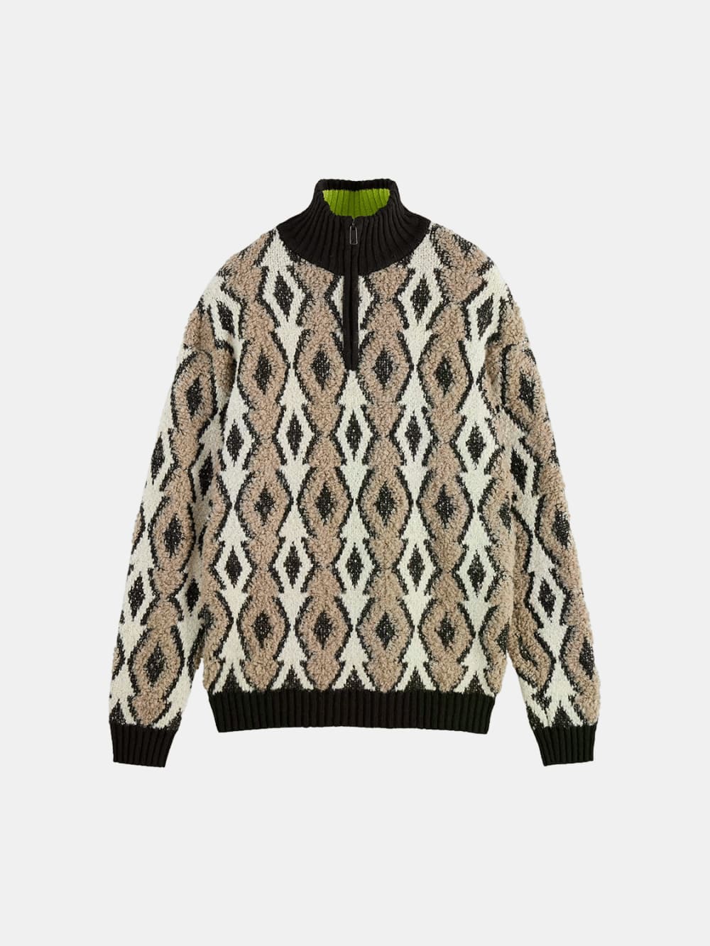 argyles-jacquard-dropped-shoulder-pullover front view by Scotch & Soda