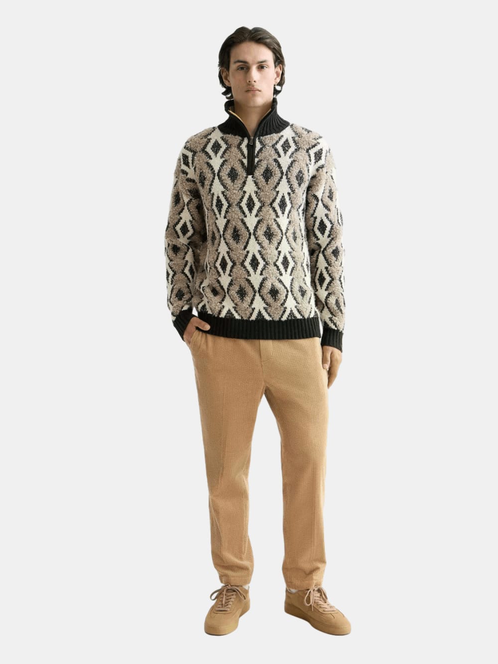 Argyles Jacquard Dropped Shoulder Pullover - Scotch & Soda