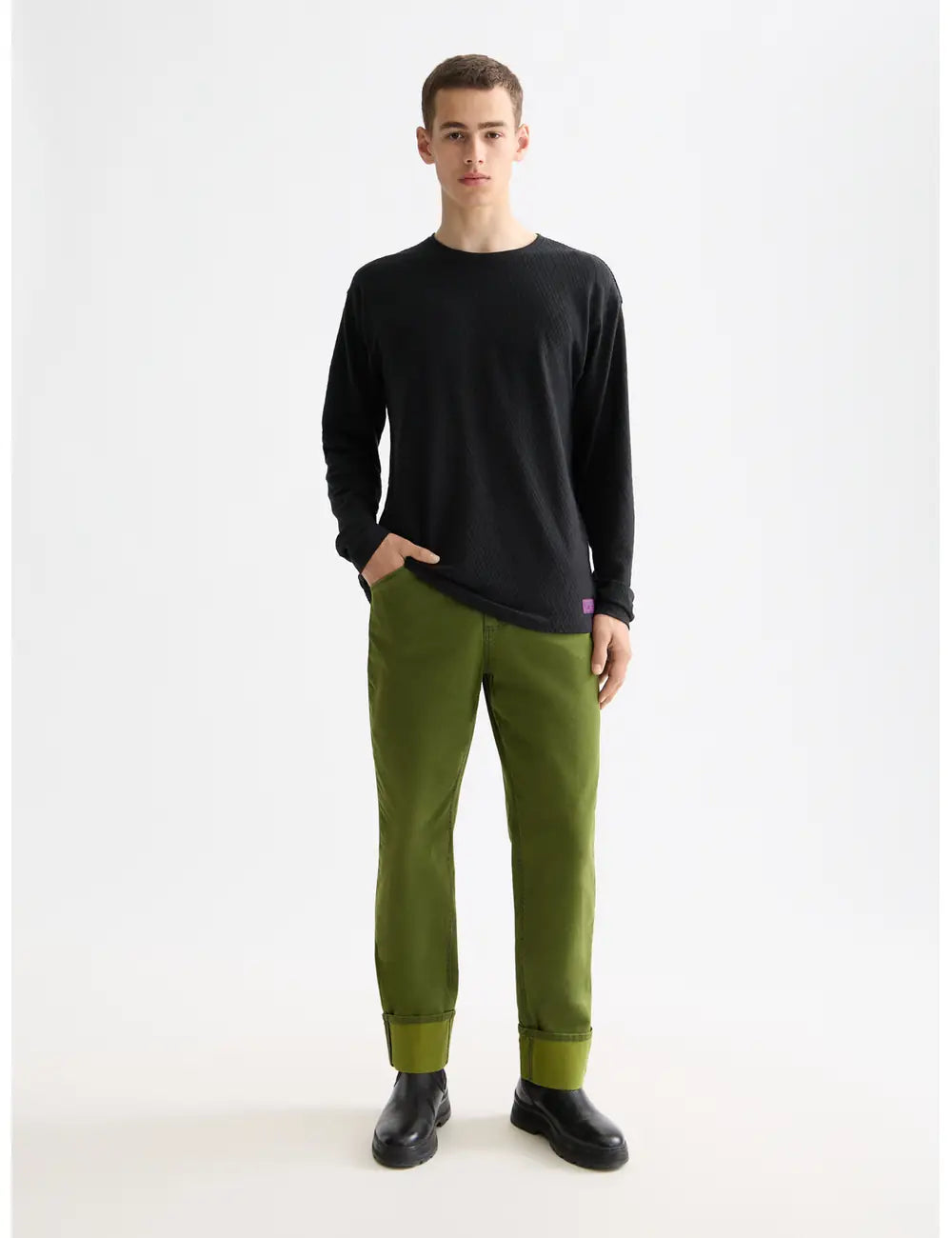 Relaxed Fit Knit Tee full model shot showing overall fit by Scotch & Soda