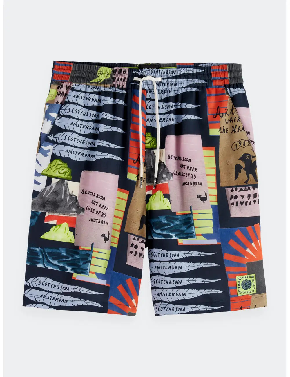 Printed Tencel Shorts flat lay front view by Scotch & Soda